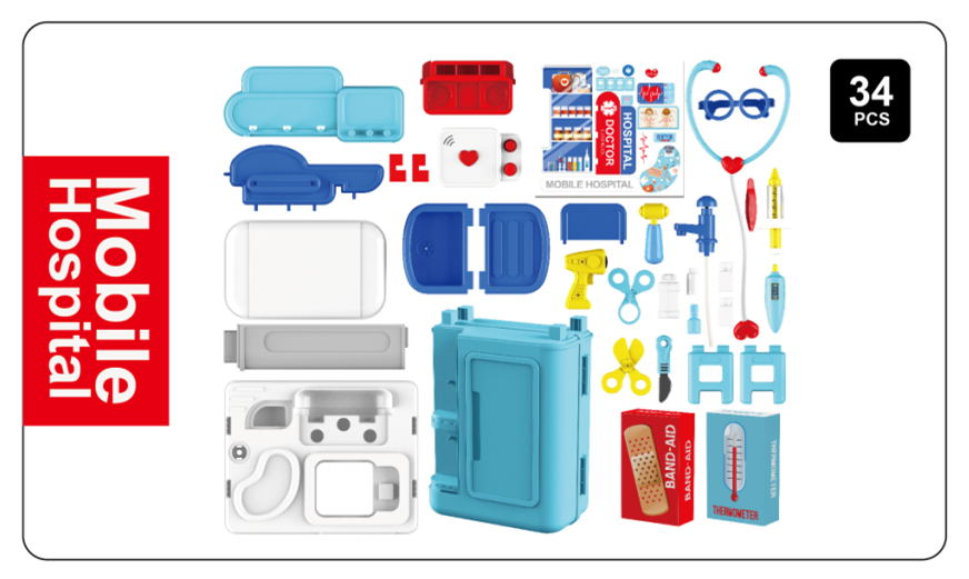 34 PCS -4 IN 1 MOBILE HOSPITAL LUGGAGE CASE